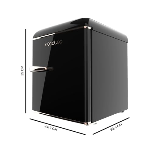 Réfrigérateur Cecotec Mini Frigo Bolero CoolMarket TT Origin 45 Noir, Haute Eficiacité E, Bac à Glace & Poignée Chromée