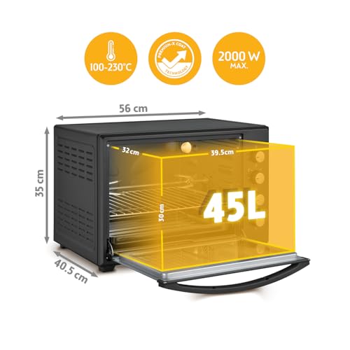 Four à Pizza à Température Élevée (230°C) avec Revêtement Antiadhésif, Minuterie de 60 Min et 4 Hauteurs d'Insertion - M