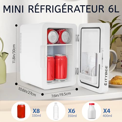 Mini Frigo Citybee Mini pour Chambre et Voiture, Silencieux et Portable (Blanc)  
Petit Frigo Citybee Mini 6L pour Voitu