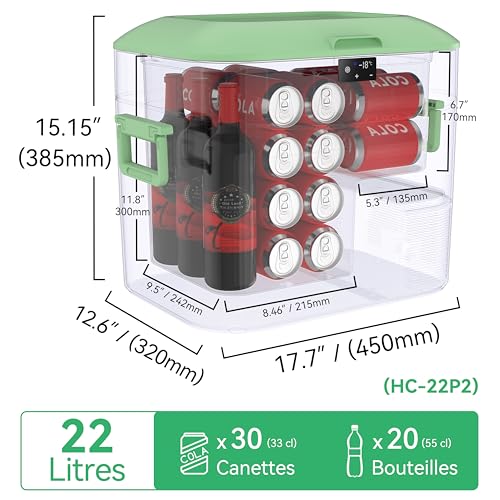 BINGI Glacière Electrique pour Voiture - 22L Rapide à Compression, -18°C, Portable pour Camping-Car, Van et Voiture