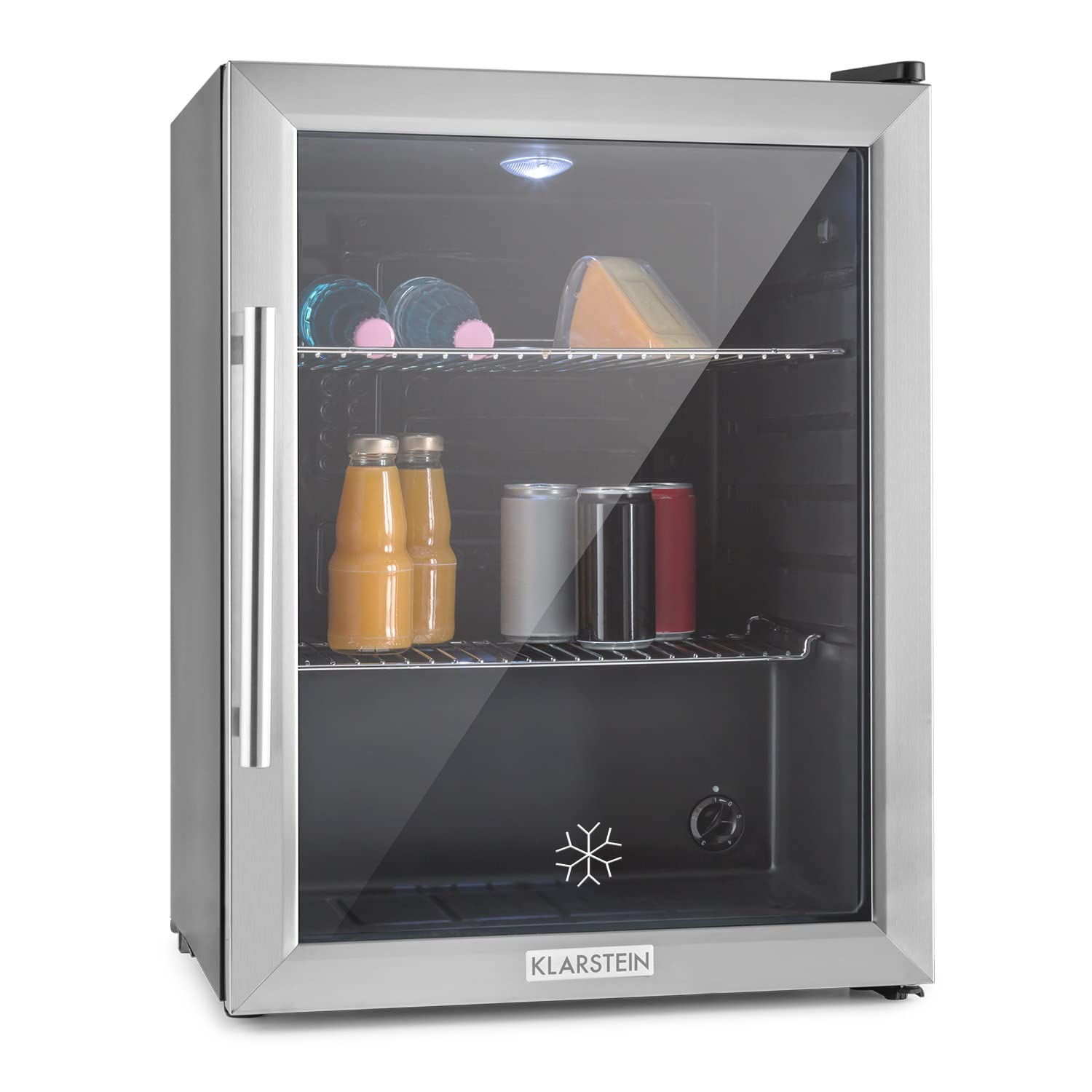 KLARSTEIN Mini Frigo Silence 60L - Réfrigérateur Compacter pour Bureau Chambre, Étagères Réglables Vin Canette, Idéal po