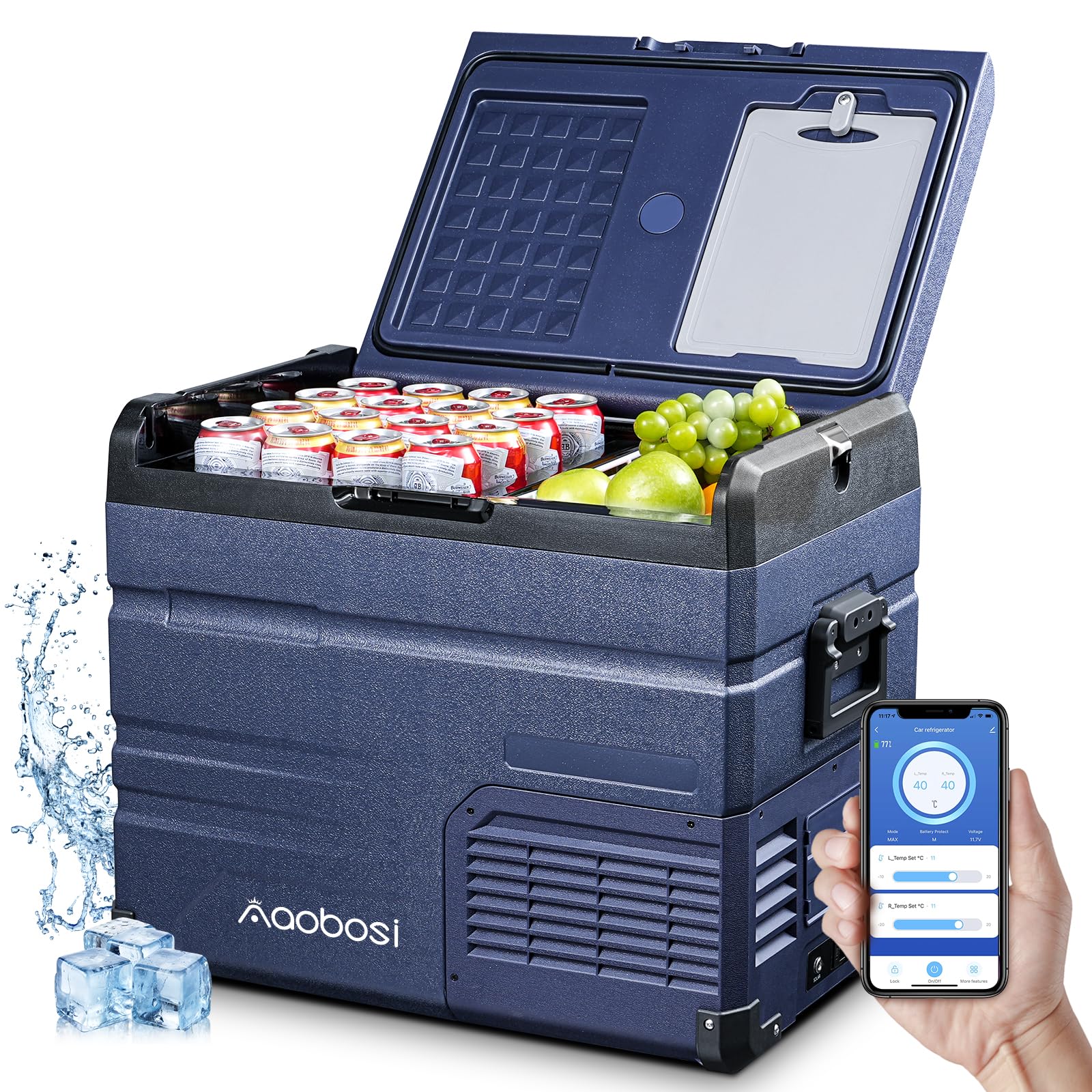 Glaciere Electrique AOBOSI Double Zone 46L pour Camion et Bateau -20℃ à 20℃|Réfrigérateur de Voiture|Camper Electrique