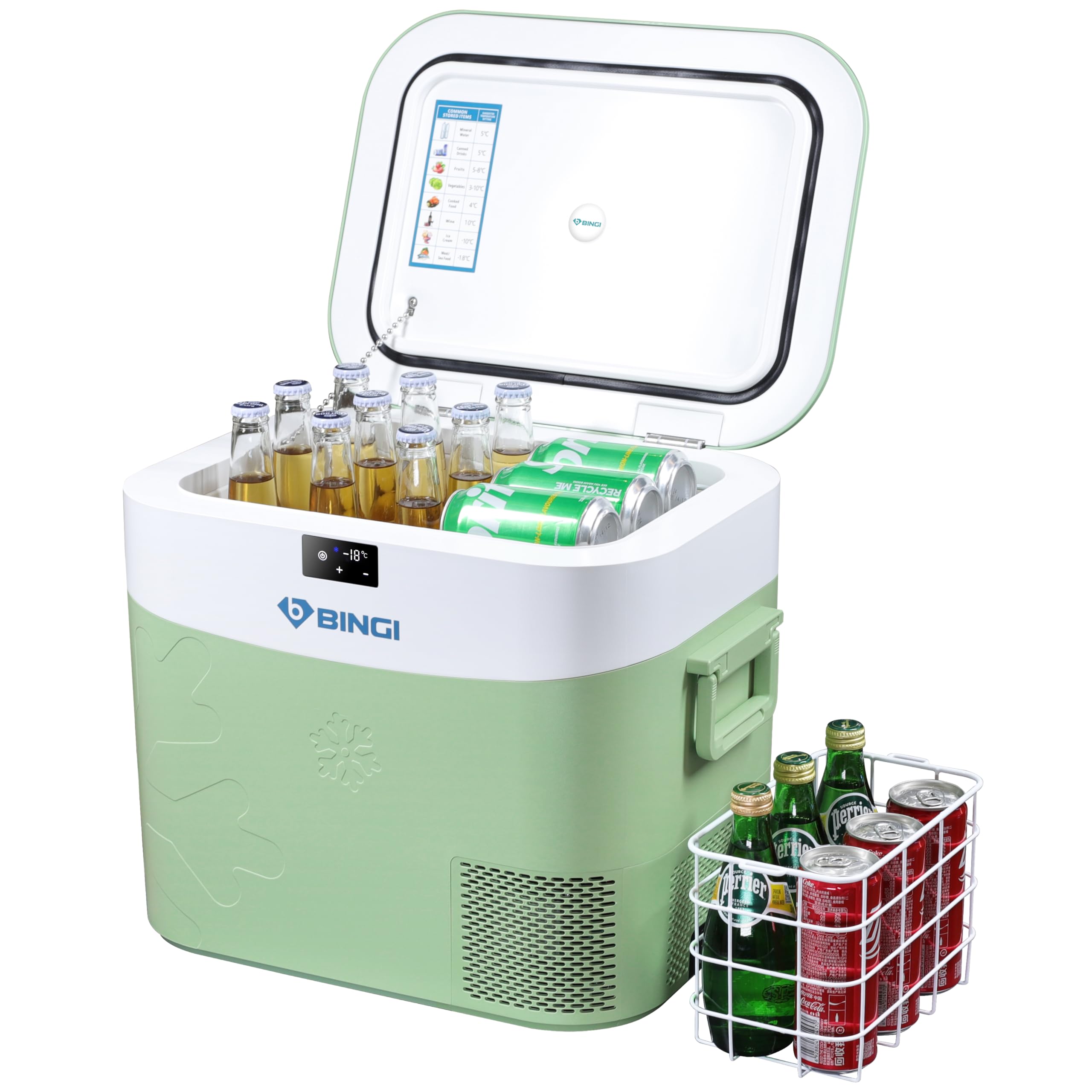 BINGI Glacière Electrique pour Voiture - 22L Rapide à Compression, -18°C, Portable pour Camping-Car, Van et Voiture